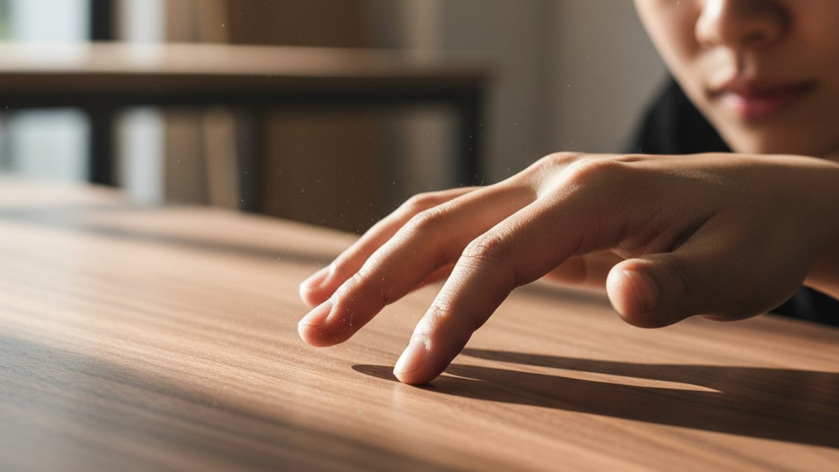 Bàn Tay Chạm Vào Bề Mặt Gỗ Mịn