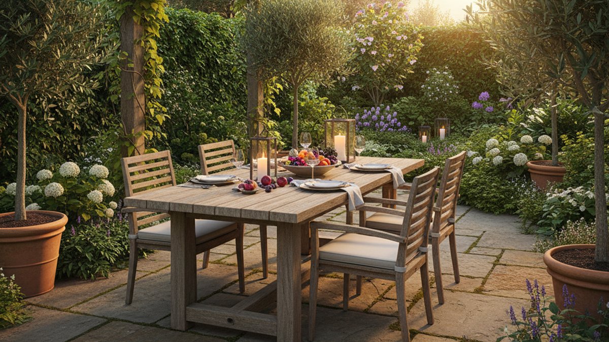 Bộ Bàn Ghế Gỗ Tự Nhiên Cho Khu Vực Ăn Uống Ngoài Trời