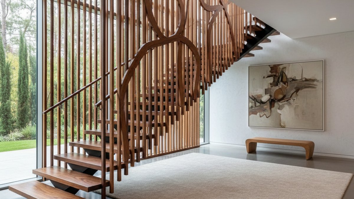 Vua Gỗ: Ứng Dụng Gỗ Sáng Tạo Nâng Tầm Không Gian Sống Ngoài Sàn &Amp; Tường Truyền Thống Cầu Thang Hiện Đại Với Lan Can Gỗ Nghệ Thuật