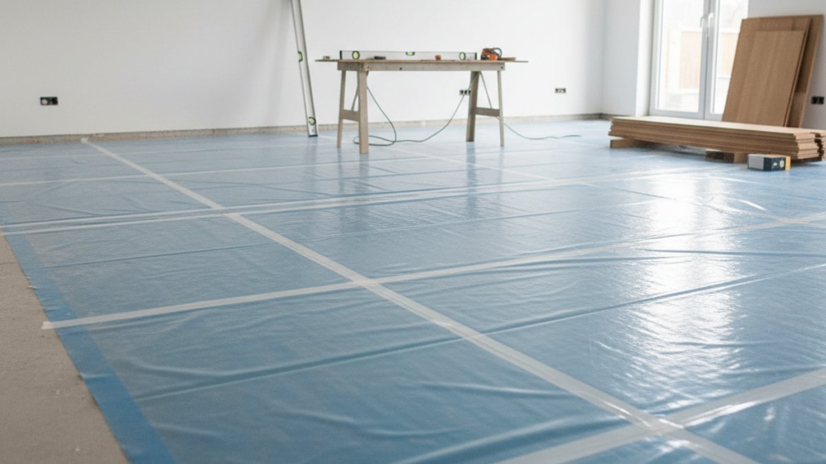 Mặt Bằng Sàn Đã Được Làm Sạch Và Trải Lớp Lót Chống Ẩm