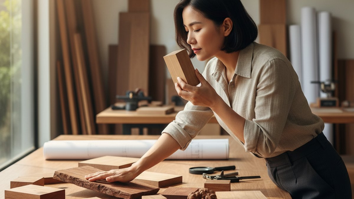 Người Kiểm Tra Mẫu Gỗ Bằng Tay Và Mũi