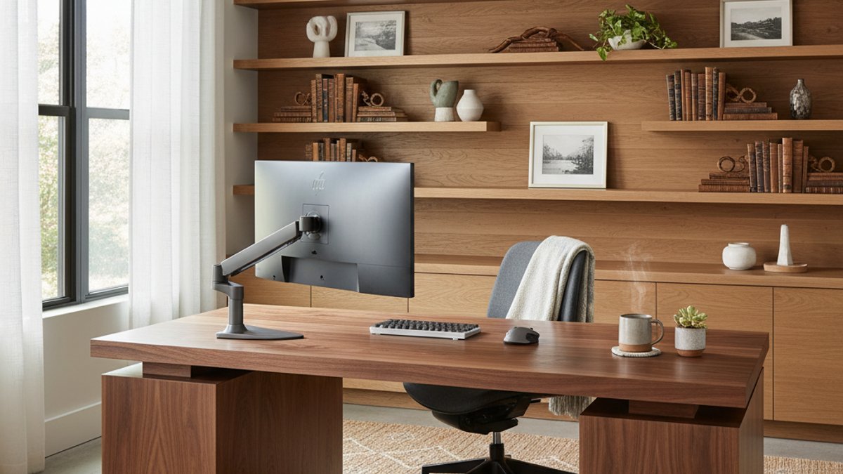 Vua Gỗ: Ứng Dụng Gỗ Sáng Tạo Nâng Tầm Không Gian Sống Ngoài Sàn &Amp; Tường Truyền Thống Phòng Làm Việc Tại Nhà Với Bàn Và Kệ Gỗ