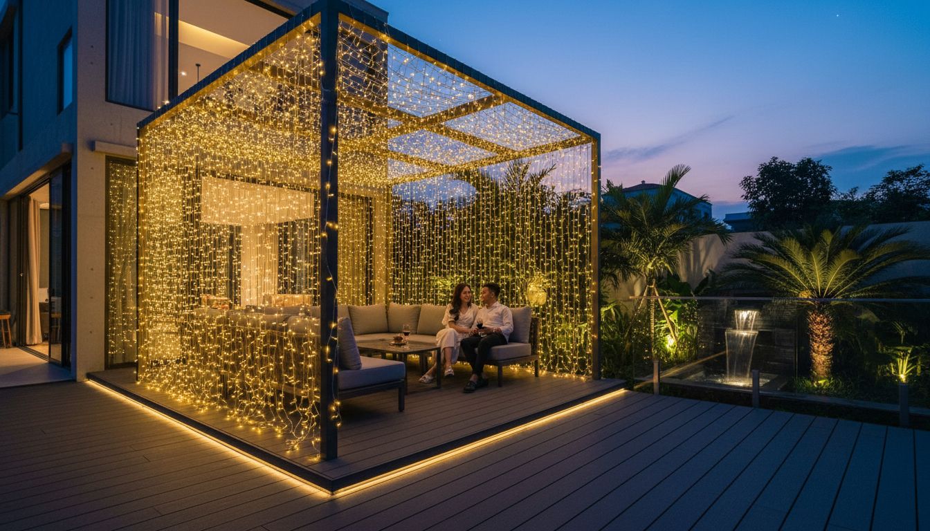 Hô Biến Sân Vườn Đêm Lung Linh: 7+ Ý Tưởng Đèn Led Cho Sàn Gỗ Nhựa Và Giàn Pergola - Minh Họa 1