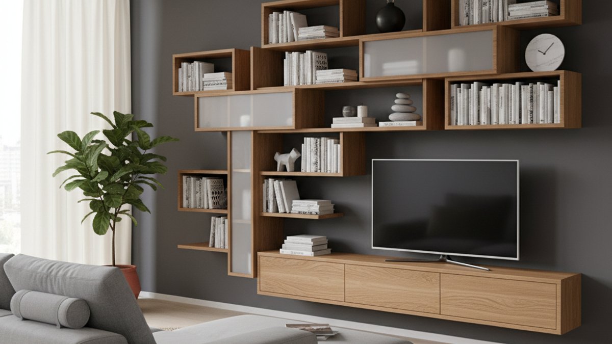 Vua Gỗ: Ứng Dụng Gỗ Sáng Tạo Nâng Tầm Không Gian Sống Ngoài Sàn &Amp; Tường Truyền Thống Kệ Gỗ Treo Tường Với Thiết Kế Bất Đối Xứng Hiện Đại