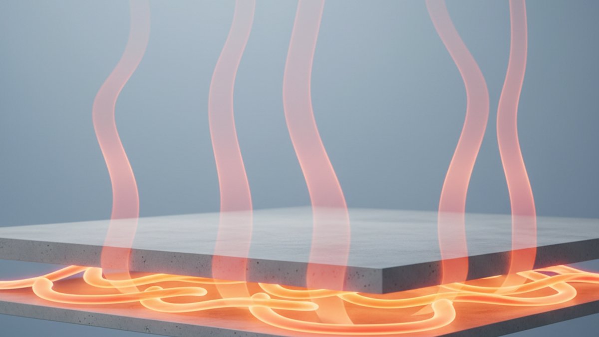 Chọn Sàn Gỗ Cho Hệ Thống Sưởi Sàn: Giải Pháp Bền Đẹp, Hiệu Quả Từ Vua Gỗ Minh Họa Truyền Nhiệt Qua Vật Liệu Sàn