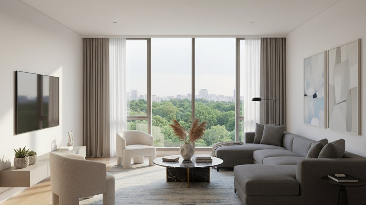 Phòng Khách Hiện Đại Với Sàn Gỗ Chất Lượng