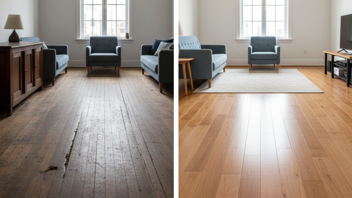 Nâng Tầm Không Gian Cũ: Bí Quyết Phối Hợp Sàn Gỗ Trong Cải Tạo So Sánh Không Gian Cũ Và Mới Với Sàn Gỗ