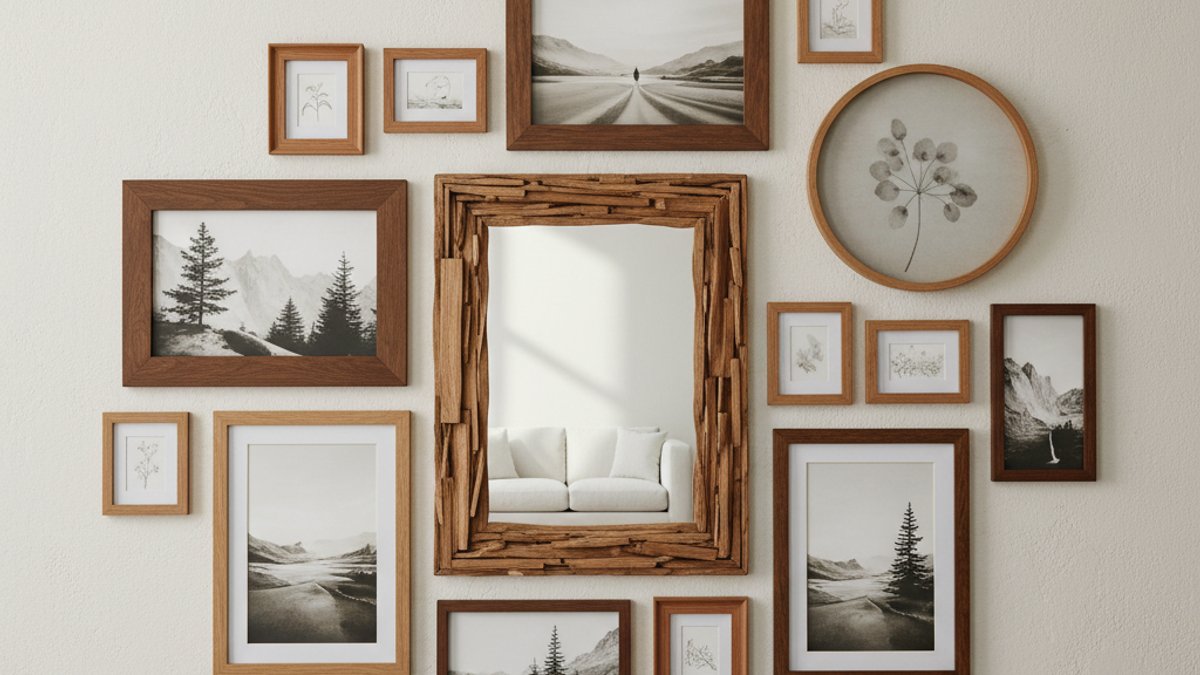 Tường Trang Trí Khung Tranh Và Gương Viền Gỗ