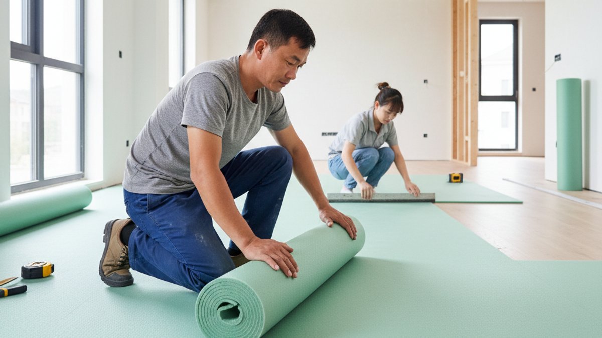 Trải Lớp Lót Foam Chống Ẩm Sàn Gỗ