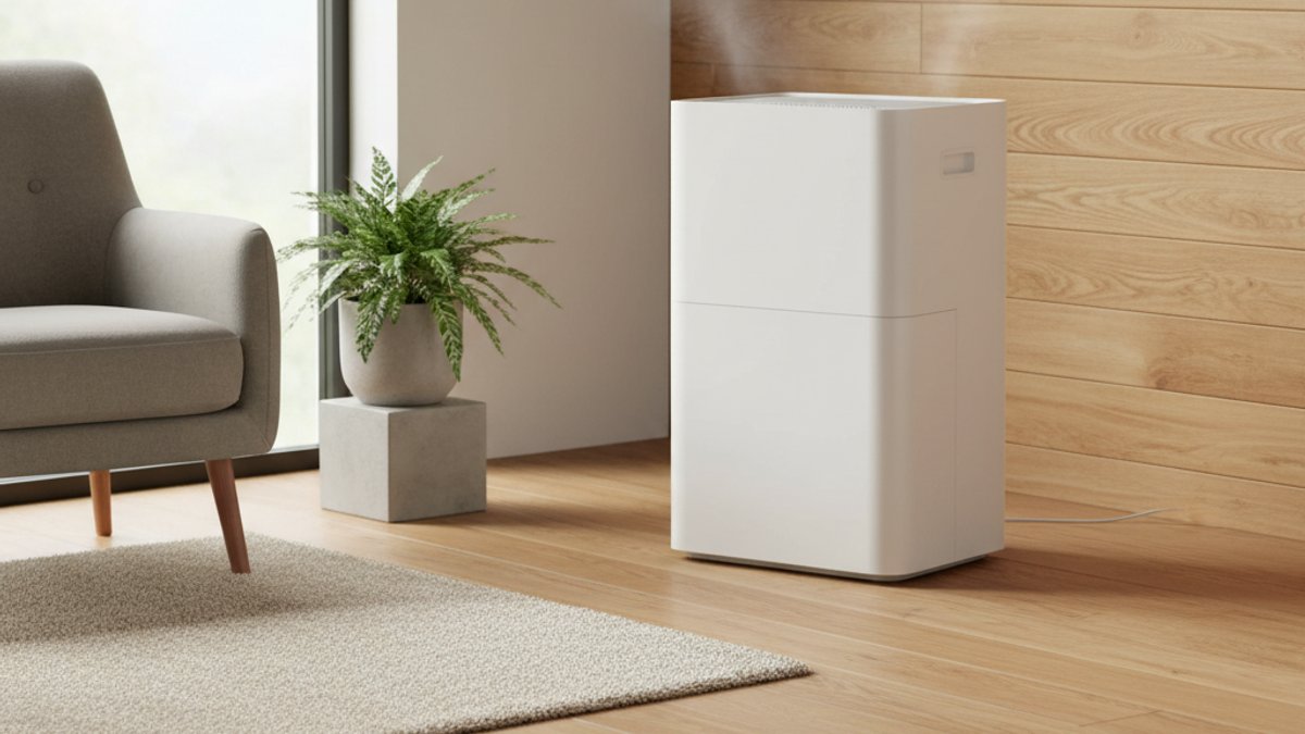 Máy Hút Ẩm Trong Phòng Có Sàn Và Tường Gỗ