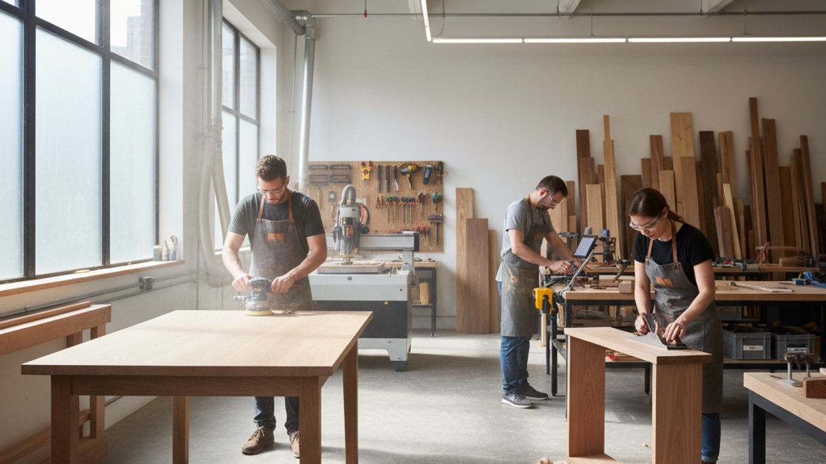 Xưởng Chế Biến Gỗ Tự Nhiên, Nghệ Nhân Làm Việc