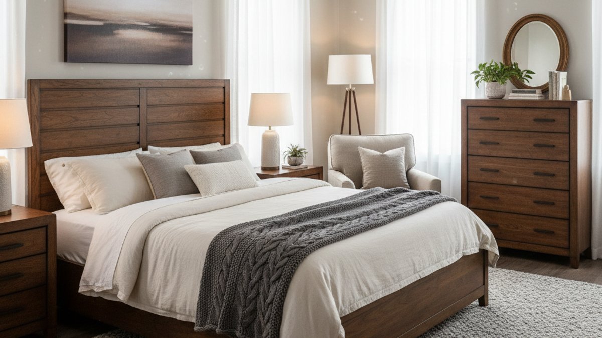 Phòng Ngủ Với Đồ Nội Thất Gỗ Tự Nhiên