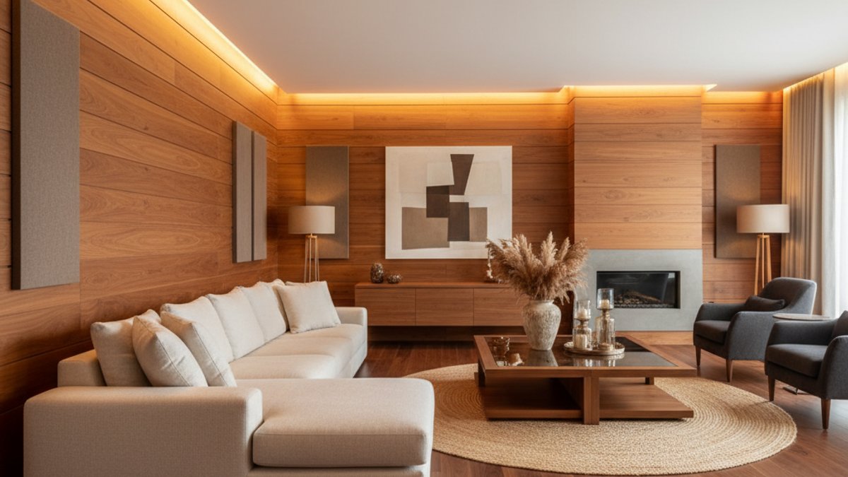 Nghệ Thuật Chiếu Sáng Nội Thất Gỗ: Tôn Lên Vẻ Đẹp Vân Gỗ Và Tạo Không Gian Sang Trọng Phòng Khách Nội Thất Gỗ Đẹp Lung Linh Với Ánh Sáng Nhân Tạo