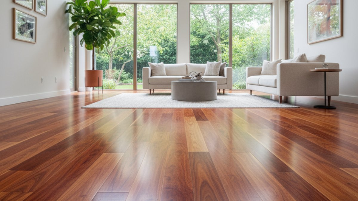 Không Gian Phòng Khách Hiện Đại Với Sàn Gỗ Ấm Cúng