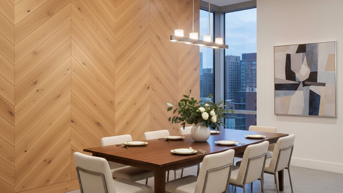 Gỗ Ốp Tường: Bí Quyết Biến Hóa Không Gian Độc Đáo, Sang Trọng Và Hiện Đại 2026 Ốp Gỗ Xương Cá Tường Phòng Ăn
