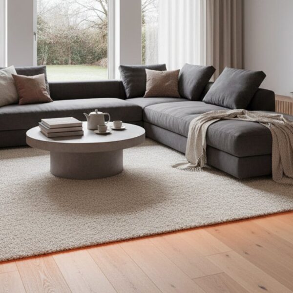 Phòng khách hiện đại, sàn gỗ ấm áp, sưởi sàn