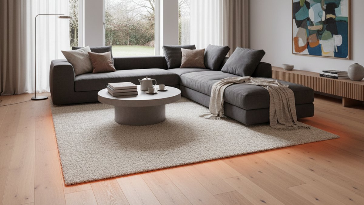 Chọn Sàn Gỗ Cho Hệ Thống Sưởi Sàn: Giải Pháp Bền Đẹp, Hiệu Quả Từ Vua Gỗ Phòng Khách Hiện Đại, Sàn Gỗ Ấm Áp, Sưởi Sàn