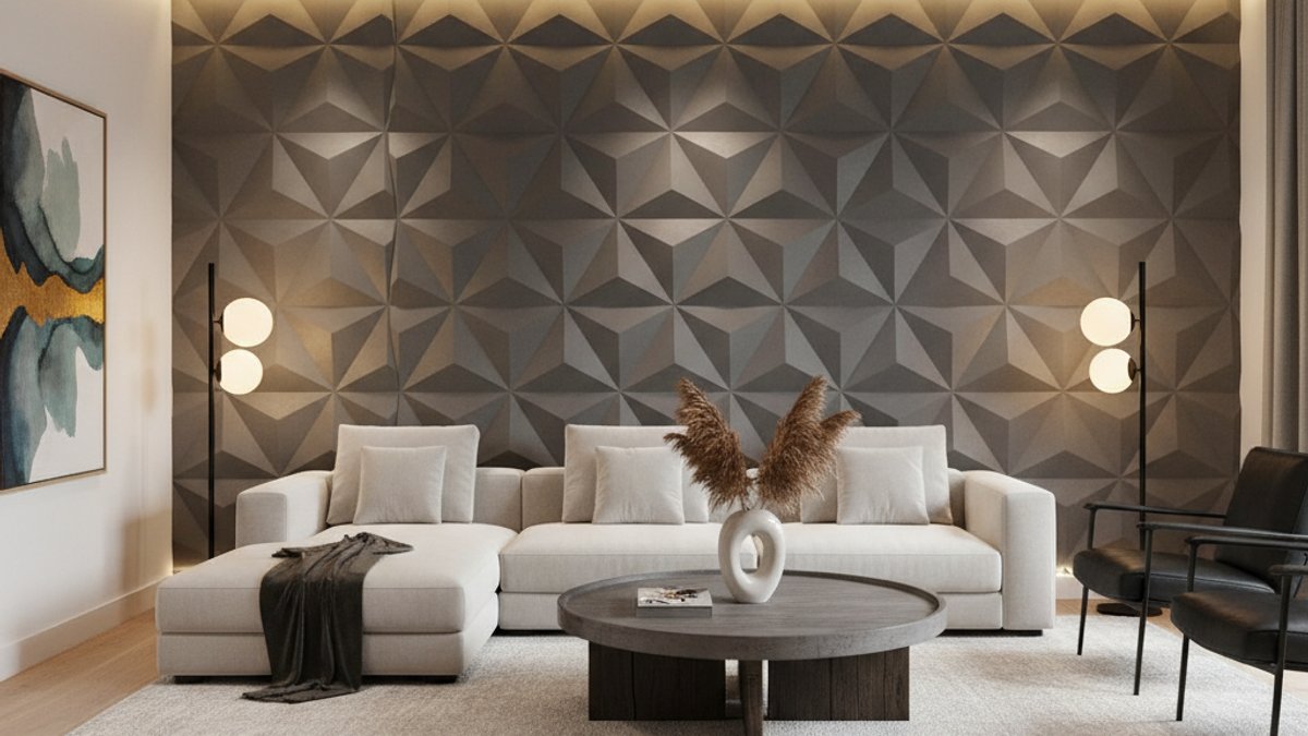 Phòng Khách Hiện Đại Trang Trí Giấy Dán Tường 3D