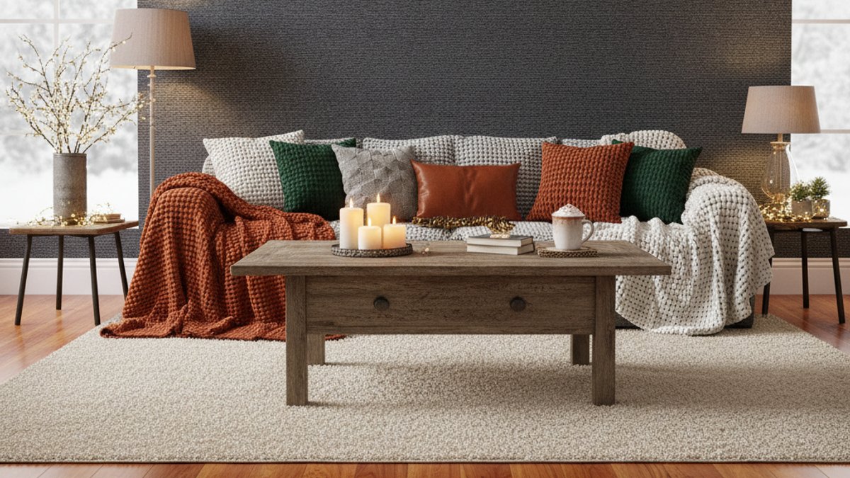 Không Gian Phòng Khách Trang Trí Chủ Đề Mùa Đông