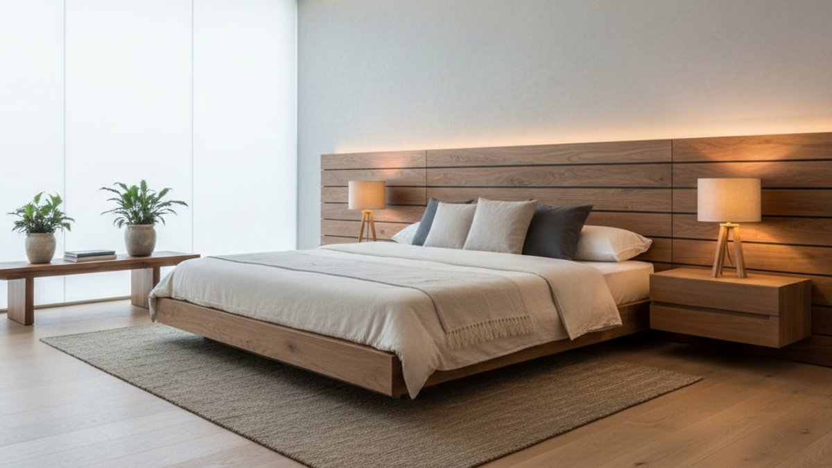 Nghệ Thuật Chiếu Sáng Nội Thất Gỗ: Tôn Lên Vẻ Đẹp Vân Gỗ Và Tạo Không Gian Sang Trọng Sàn Gỗ Phòng Ngủ Được Chiếu Sáng Tạo Cảm Giác Thư Thái