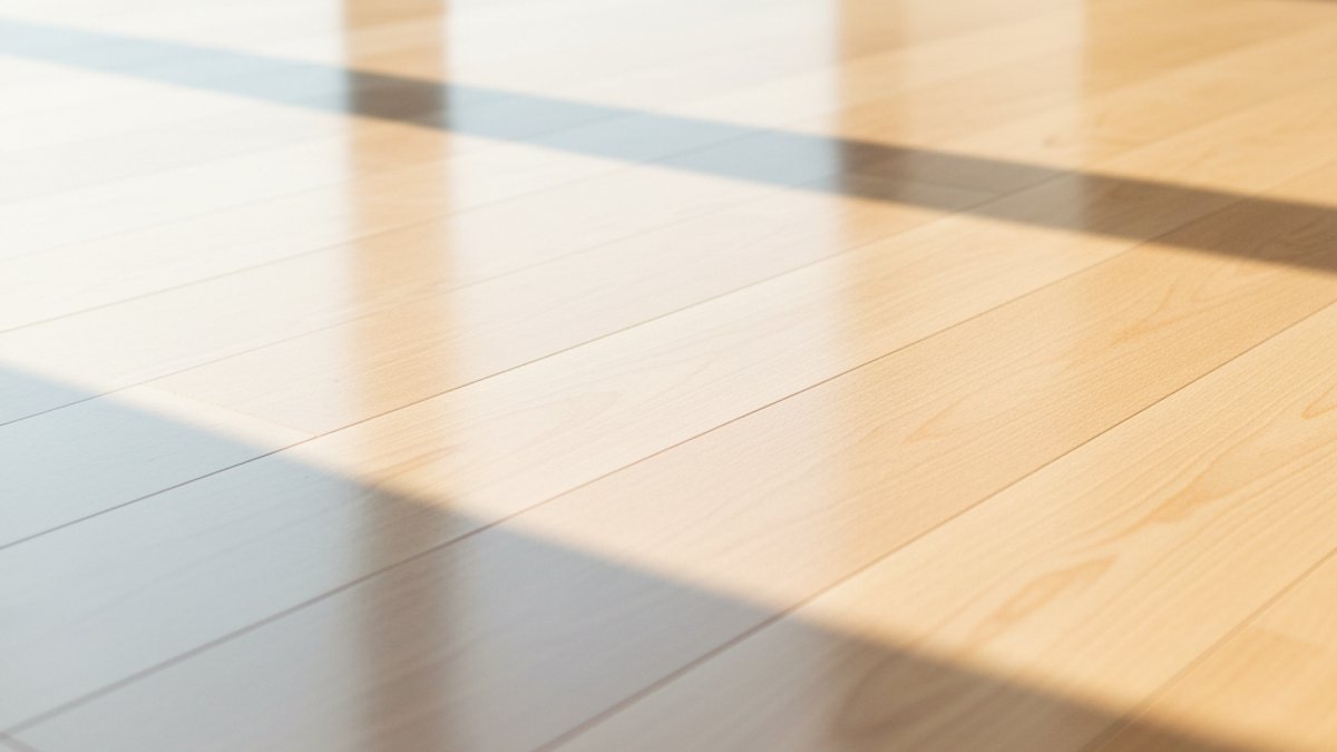 Cận Cảnh Sàn Gỗ Bóng Nhẵn Phản Chiếu Ánh Sáng Tự Nhiên