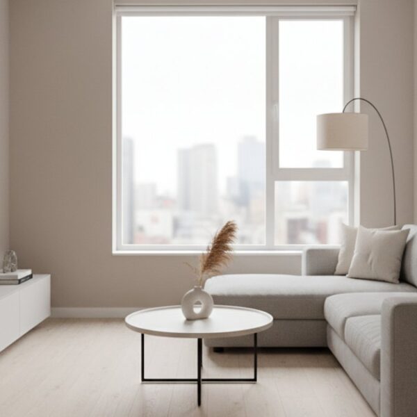 Sàn gỗ công nghiệp màu sáng trong phòng khách chung cư hiện đại