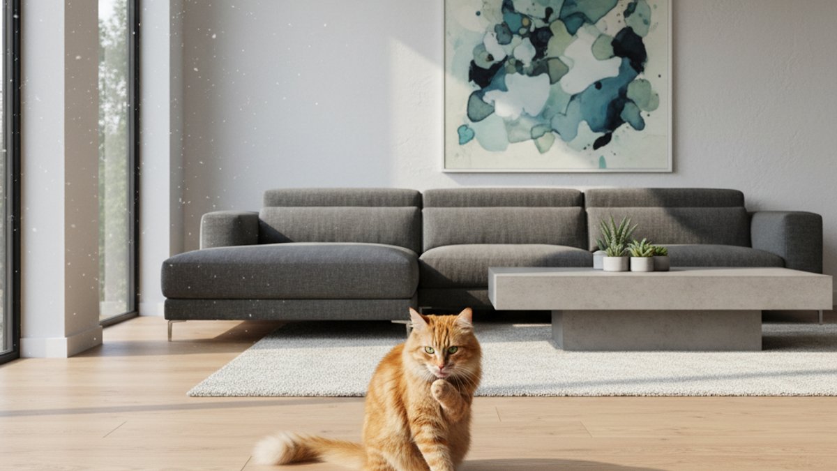 Sàn Gỗ Công Nghiệp Phòng Khách Có Mèo