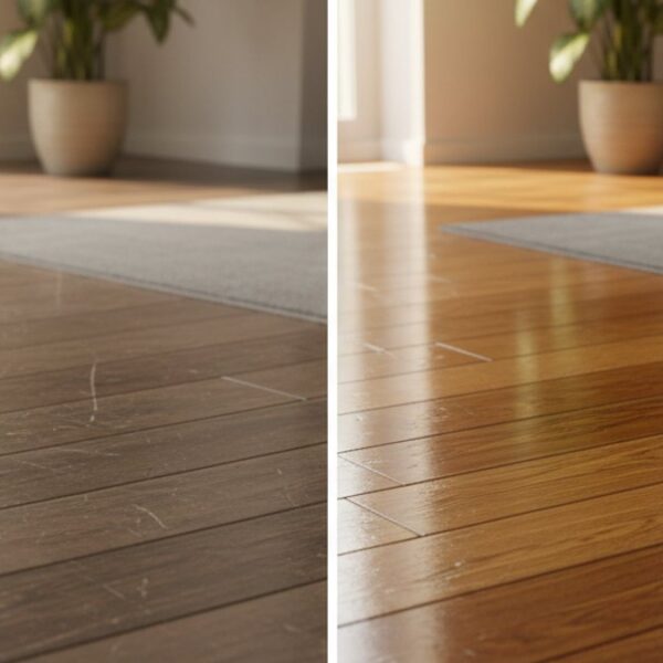 Hình ảnh trước và sau phục hồi sàn gỗ cũ