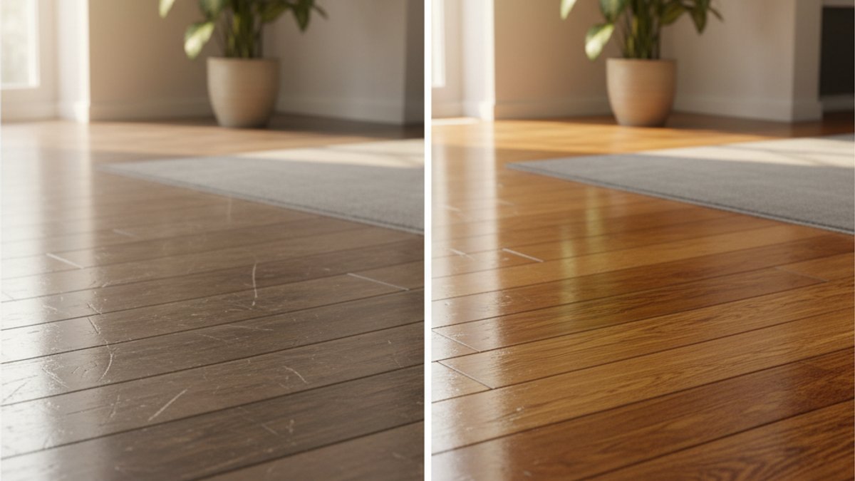Vua Gỗ Bật Mí Bí Quyết 'Hồi Sinh' Sàn Gỗ Cũ: Đẹp Như Mới, Tiết Kiệm Tối Đa Hình Ảnh Trước Và Sau Phục Hồi Sàn Gỗ Cũ