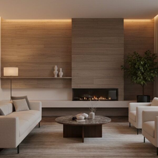 Phòng khách hiện đại với sàn gỗ xương cá cao cấp