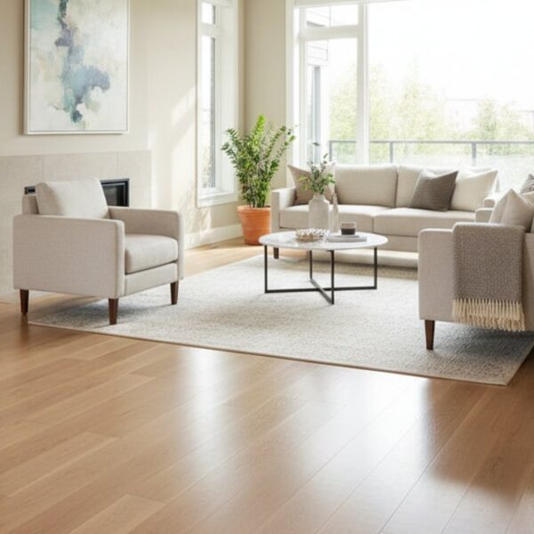 Sàn gỗ sồi tự nhiên trong phòng khách hiện đại