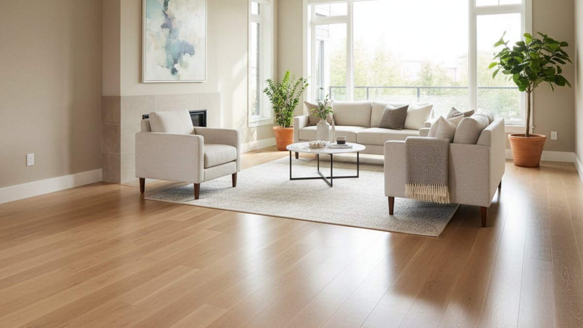 Sàn Gỗ Sồi Tự Nhiên Trong Phòng Khách Hiện Đại