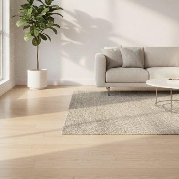 Phòng khách hiện đại với sàn gỗ bền đẹp