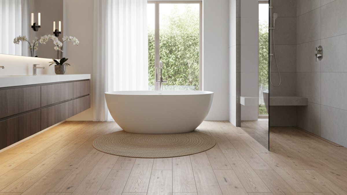 Sàn Gỗ Nhựa Giả Gỗ Trong Nhà Tắm Hiện Đại