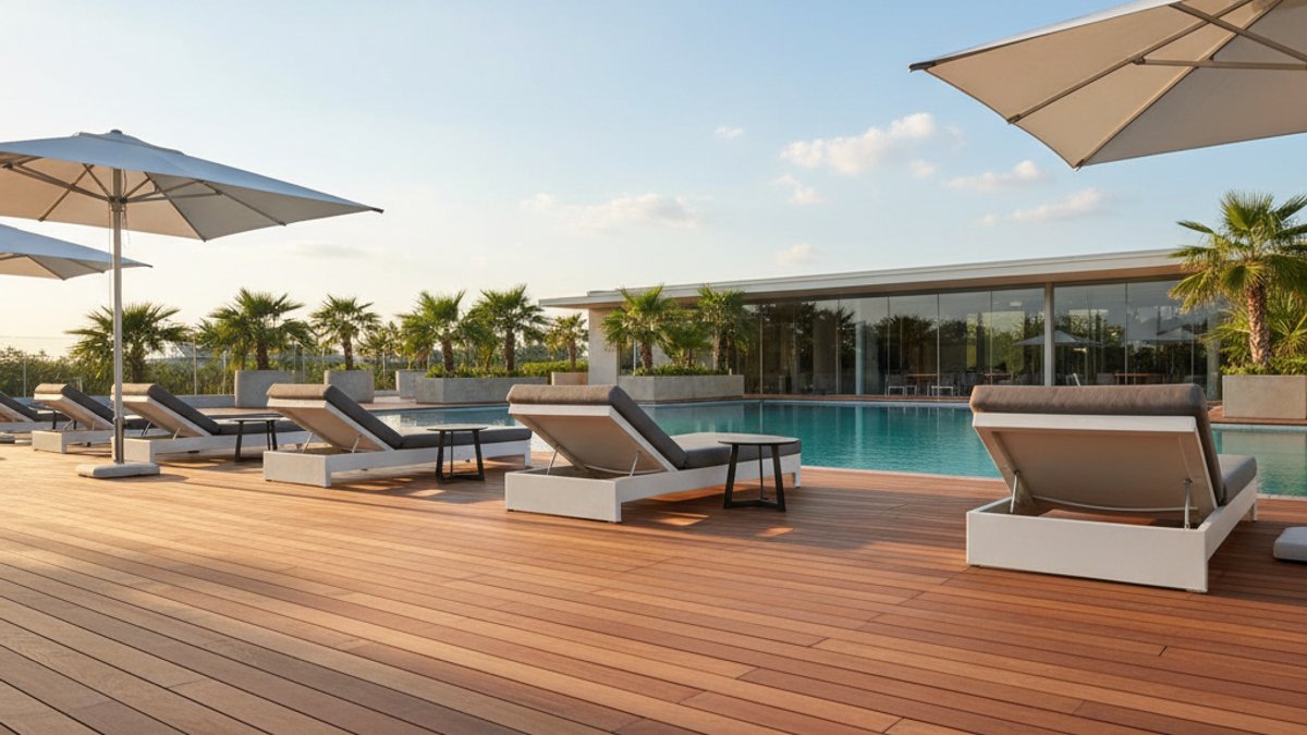 Sàn Gỗ Lót Ngoài Trời Chuyên Dụng Bền Bỉ Quanh Hồ Bơi