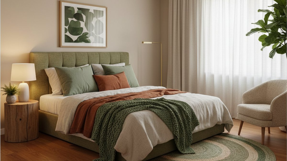 Sàn Gỗ Nâu Trung Tính Phòng Ngủ Ấm Áp