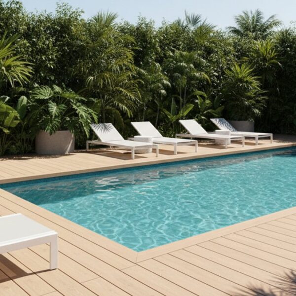 Sàn gỗ nhựa WPC bền đẹp quanh hồ bơi