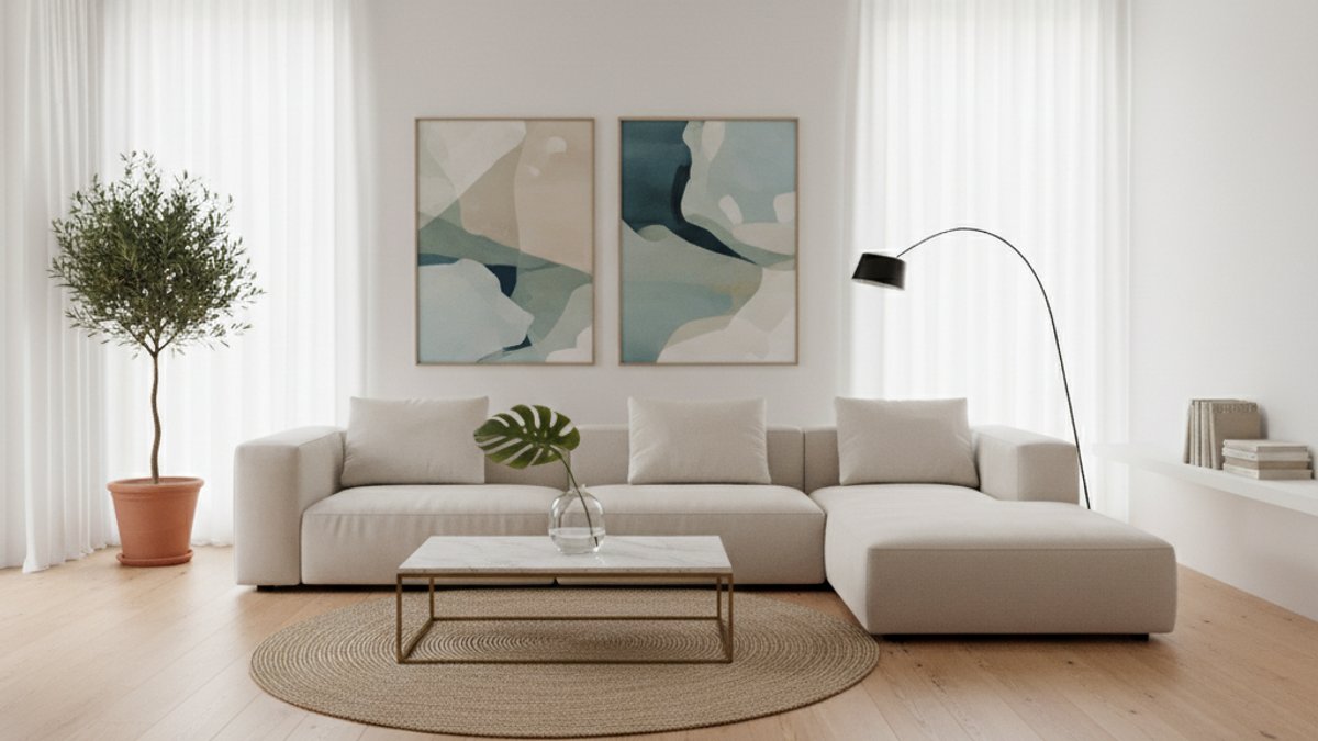 Phòng Khách Hiện Đại Sàn Gỗ Vân Thẳng Tông Sáng