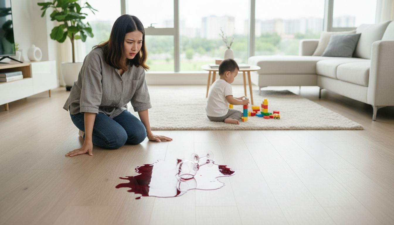 Sàn Nhà Dính Rượu Vang, Cà Phê? Bí Kíp Tẩy Sạch Mọi Vết Bẩn Cho Bố Mẹ Bỉm Sữa - Minh Họa 1