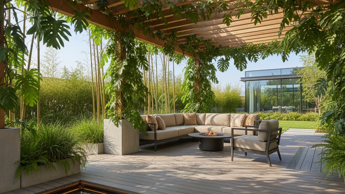Sân Vườn Hiện Đại Trang Trí Bằng Gỗ Nhựa Wpc Và Gỗ Tự Nhiên