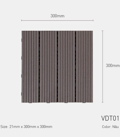 Vỉ Gỗ Nhựa Ngoài Trời VDT01-Brown