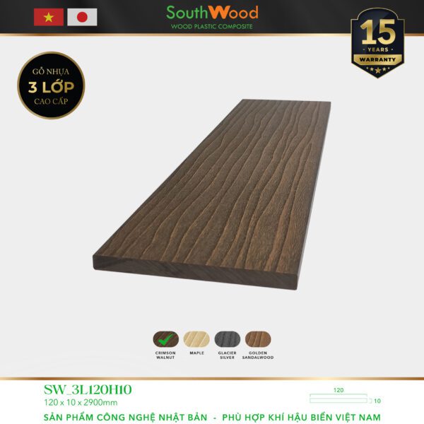 Gỗ nhựa ngoài trời South Wood SW-3L120H10-CRIMSON WALNUT