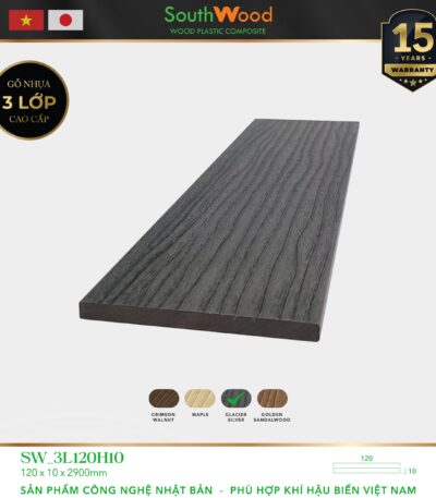 Gỗ nhựa ngoài trời South Wood SW-3L120H10-GLACIER SILVER