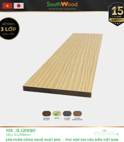 Gỗ nhựa ngoài trời South Wood SW-3L120H10-MAPLE