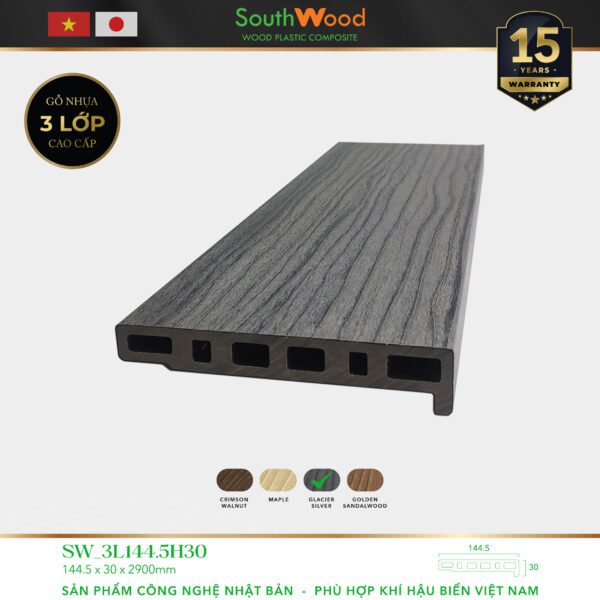 Gỗ nhựa ngoài trời South Wood SW-3L1445H30-GLACIER SILVER