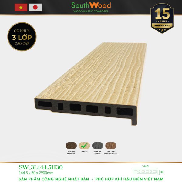 Gỗ nhựa ngoài trời South Wood SW-3L1445H30-MAPLE
