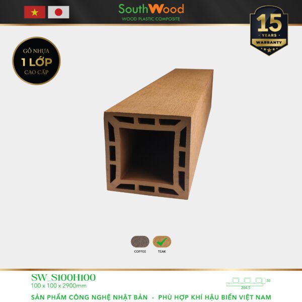 Gỗ nhựa ngoài trời South Wood SW-S100H100-Teak