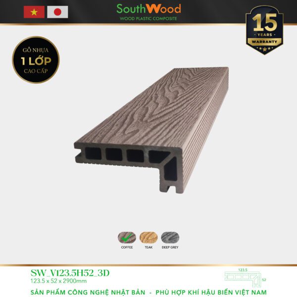 Gỗ nhựa ngoài trời South Wood SW-V123.5H52-3D-Coffee