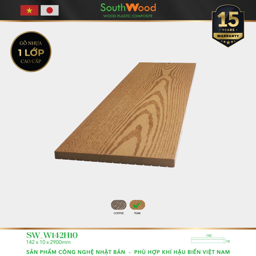Gỗ nhựa ngoài trời South Wood SW-W142H10-Teak