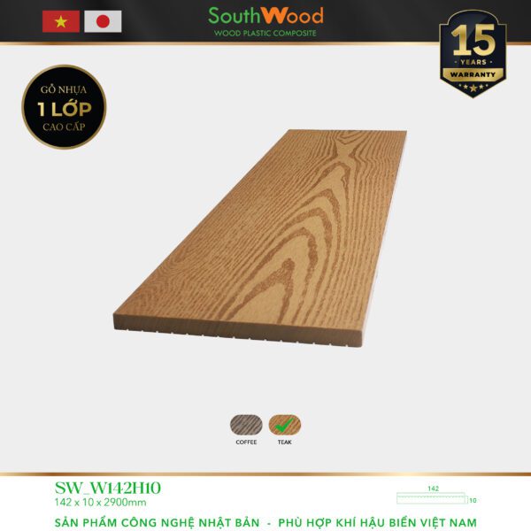 Gỗ nhựa ngoài trời South Wood SW-W142H10-Teak